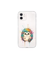 iPhone 12 Mini ile Uyumlu Splash Kirpi Tasarımlı Şeffaf Silikon Kılıf