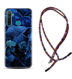 Realme 5i 5 Pro 6i 7 Pro 8 Kılıf Boyun Asklı Rasta Silikon Blue Foid 1628