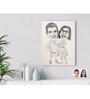BK Gift Kişiye Özel Karakalem Sevgililer Kanvas Tablo-80