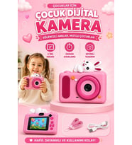 Mini Çocuk Kamerası 2 İnç Ekranlı Fotoğraf Video Çekimli Şarjlı Silikon Korumalı Dijital Kamera