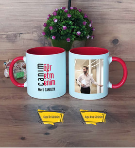 Öğretmene Hediye Kupa Bardak Kırmızı Fotoğraflı Öğretmenler Günü Hediyesi