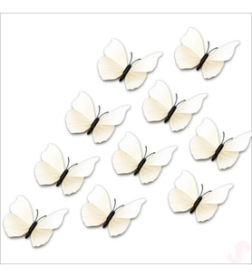 3D Baskılı PVC Kelebek SüS, 7,5 cm x 10 Adet - Beyaz