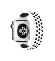 Uray store Apple Watch 38mm Ayarlı Delikli Silikon Kordon - Beyaz-Siyah