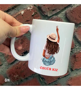 Size Özel Özgür Kız Seramik Baskılı Kupa Bardaklar