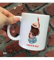 Size Özel Özgür Kız Seramik Baskılı Kupa Bardaklar