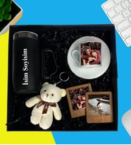 Kişiye Özel Premium Kutu Kulplu Termos Bardak Fotoğraflı Türk Kahve Fincanı Peluş Ayıcık Anahtarlık Ahşap Mdf Masaüstü Resimli Ahşap Çerçeve iki adet