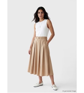 LCW Vision Beyaz Bisiklet Yaka Kemerli Pileli Elbise