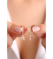 Rose 10 mm Çap Sallantılı Deniz Yıldızı Gümüş Küpe