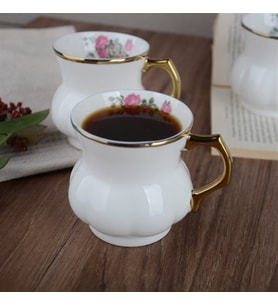 YALDIZLI BEYAZ PORSELEN AYRAN KUPA