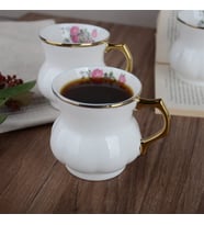 YALDIZLI BEYAZ PORSELEN AYRAN KUPA