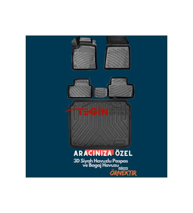 Toyota Yaris Üst Bagaj 2022 Bagaj Havuzu + Siyah 3D Havuzlu Paspas (Çok Renkli)
