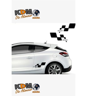 Yan Sport Damalı Oto Sticker Sağ-Sol Takım 2 Adet Siyah 30*16 Cm