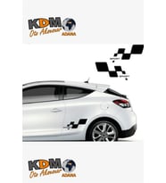 Yan Sport Damalı Oto Sticker Sağ-Sol Takım 2 Adet Siyah 30*16 Cm