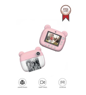 Dijital Fotoğraf Makinesi Çocuk Termal Resim Kağıt Baskılı Yazıcı Kamera Makinesi CMR14 Pembe
