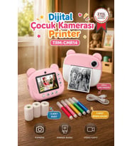 Torima Dijital Fotoğraf Makinesi Çocuk Termal Resim Kağıt Baskılı Yazıcı Kamera Makinesi CMR14 Pembe