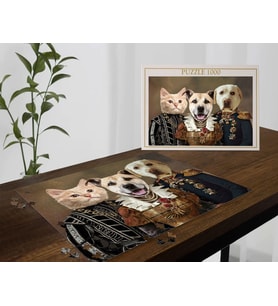 BK Gift Evcil Dostlara Özel 1000 Parça Profesyonel Puzzle, 3'lü Evcil Dost Portre, Evcil Hayvan Puzzle-1