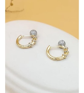 Taşlı Topçuk Gold Halka Küpe