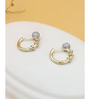 Taşlı Topçuk Gold Halka Küpe