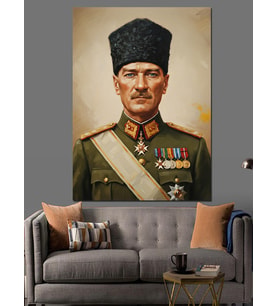 Mustafa Kemal Atatürk Dekoratif Kanvas - Mdf Ahşap Tablo