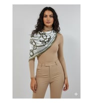 Zincir Desenli Haki Üçgen Fular Bandana Estacraft - 100x45 cm
