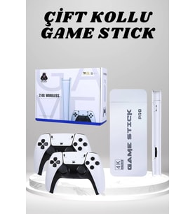 4K HD Görüntü Kaliteli Retro Game Stick 20000 Oyunlu Çift Kollu Beyaz Game Stick
