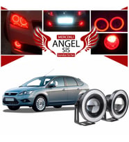 Ford Focus 2,5 Uyumlu, Universal Mercekli Led Angel Sis Farı, 76mm Kırmızı Renk