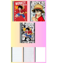 Monkey d luffy A4 defter 3 adet çizgili + kareli + çizgisiz büyük boy 21*29 cm süper set