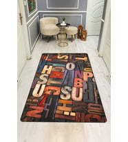 Modern Desenli Dijital Baskı Kaymaz Taban Halı H0116