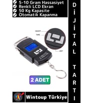 #ElTartısı Kompakt Seyahat Bavul Ağırlık El Kantarı Terazi Dijital LCD Ekran El Tartısı 50 Kg 2 Adet
