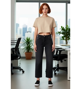 Kadın Straight Kesim Denim Pantolon Fonksiyonel Dayanıklı Kaliteli Konforlu Estetik Modern