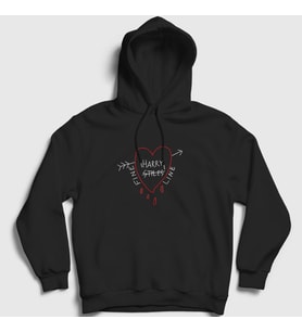 Presmono Unisex Beyaz Fine Line Harry Styles Kapüşonlu Sweatshirt 317549tt (Siyah)