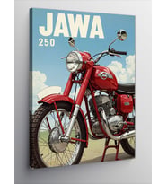 Kanvas Tablo Jawa Kırmızı Motosiklet