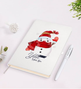 BK Gift Kişiye Özel Yılbaşı Mutlu Yıllar Tasarımlı Beyaz Defter ve Kalem Seti - 4