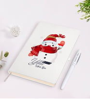 BK Gift Kişiye Özel Yılbaşı Mutlu Yıllar Tasarımlı Beyaz Defter ve Kalem Seti - 4