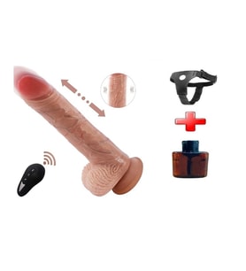 OdinsShop USB Manyetik Şarjlı 20 cm Belden Bağlamalı İleri Geri Hareketli Titreşimli Dildo