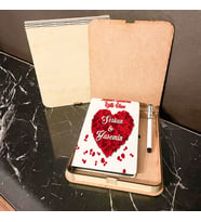 Sevgiliye En Güzel Hediye Ahşap Kutulu Defter Kalem Set 010