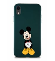 Apple iPhone XR Soft Premier Kapak Mickey Mouse-A Tasarımlı Silikon Kılıf - Yeşil (Şeffaf)