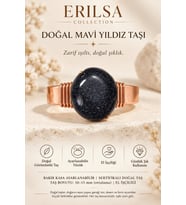 Sertifikalı Mavi Yıldız Taşı Yüzük Işıltılı Bakır Kasa Ayarlanabilir El İşçiliği