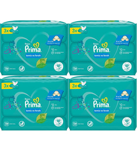 Prima Islak Havlu Mendil Temiz ve Ferah (Bitki Bazlı) 12 Li Set (4PK*3) 624 Yaprak