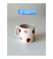 Fiyonk Desenli Kupa Bardak Seramik Kahve Mug (Beyaz)