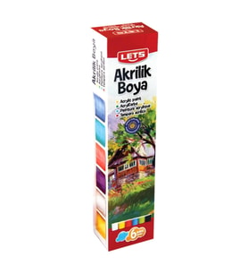 Lets Akrilik Boya 6 LI 25 ML Ana Renkler L-5200 (Karışık)