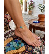 925 Ayar Gümüş Top Zincir Opal Nazarlı Lotus Halhal Çeşitleri.rose.gold.rodaj Renk Seçeneği