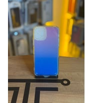 iPhone 12 / 12 Pro Uyumlu Parıltılı Desenli Renkli Şeffaf Silikon Kılıf (Mavi-Pembe)