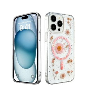 iPhone 14 Pro Kılıf Daisy Simli Magsafe Kapak - Pembe