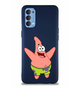 Oppo Reno 4 Soft Premier Kapak Patrick Yıldız Tasarımlı Silikon Kılıf - Lacivert (Şeffaf)