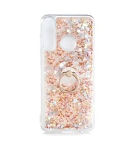 Huawei Y6P Kılıf Milce Simli Pullu Yüzüklü Kılıf (Gold)