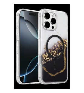 Onegif Apple İphone 16 Pro Max Lotus Simli Magsafe Kapak - Siyah