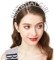 Gümüş Kristal Taşlı Birthday Girl Tacı