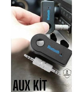 Kablosuz Bluetooth Aux Araç Kiti Siyah Hafıza Kartlı