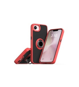 Coverzone iPhone 16E ile uyumlu K?l?f Thunder Hux Y�z�kl� Kapak Olabilen 360� D�nebilen Y�z�k Aparat? ve Kamera Korumal? Y�kseltilmi? Thunder Hux Kapak K?rm?z?